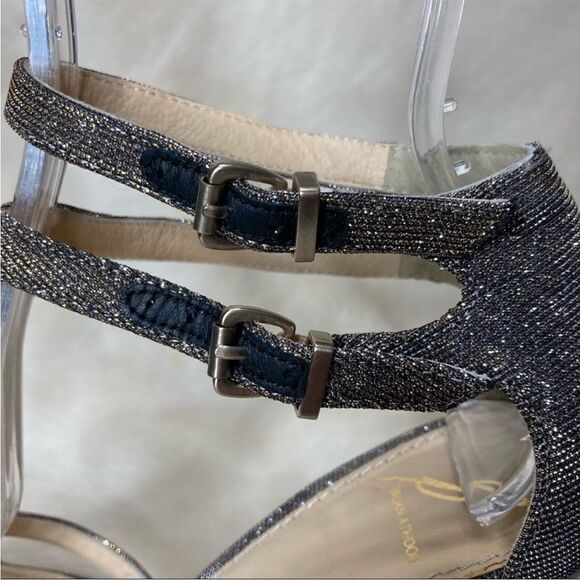 Brian Atwood Laetitia Glitter 4.5” Heels T-Strap Strappy Party Metallic 8 - Picture 4 of 12